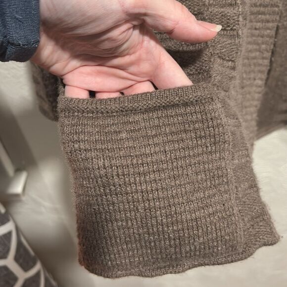 Rani Arabella Brown Cashmere Checkerboard Sweater Jacket - Picture 5 of 9